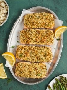 Baked salmon with panko-dill crust
