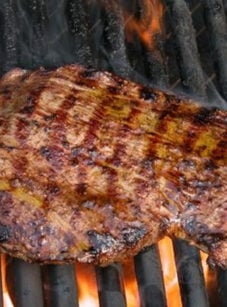 Grilled flank steak with garlic & rosemary