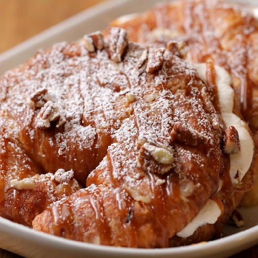 Salted caramel croissant french toast
