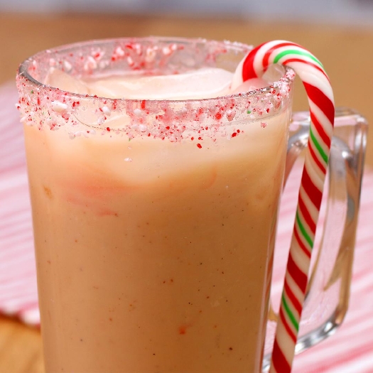 Homemade candy cane and brown sugar eggnog