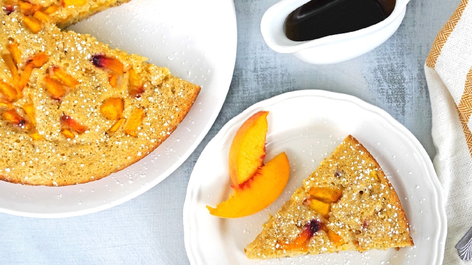 Baked peach skillet pancake