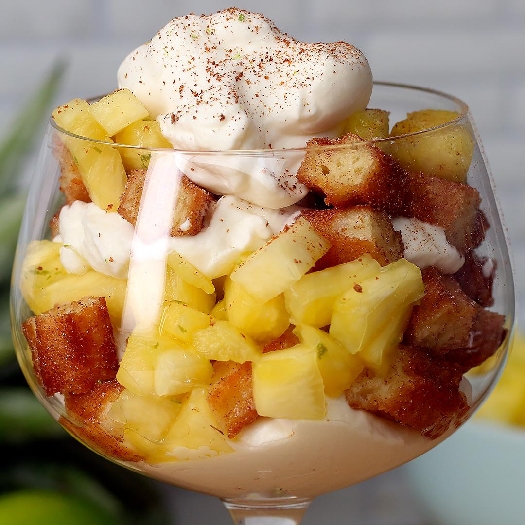 Churro and pineapple “eton mess”