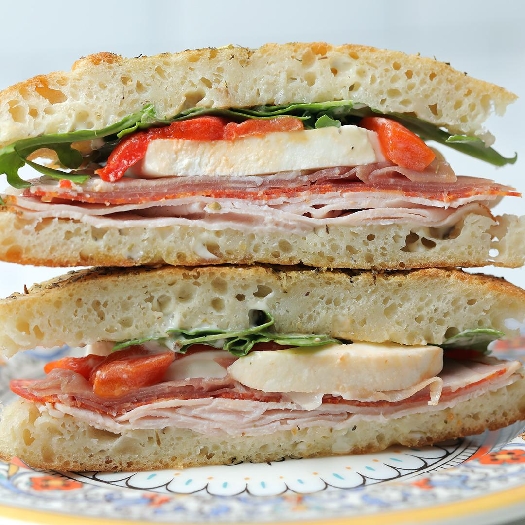 Antipasto focaccia sandwich
