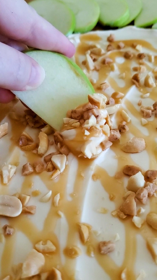 Caramel apple cream cheese board