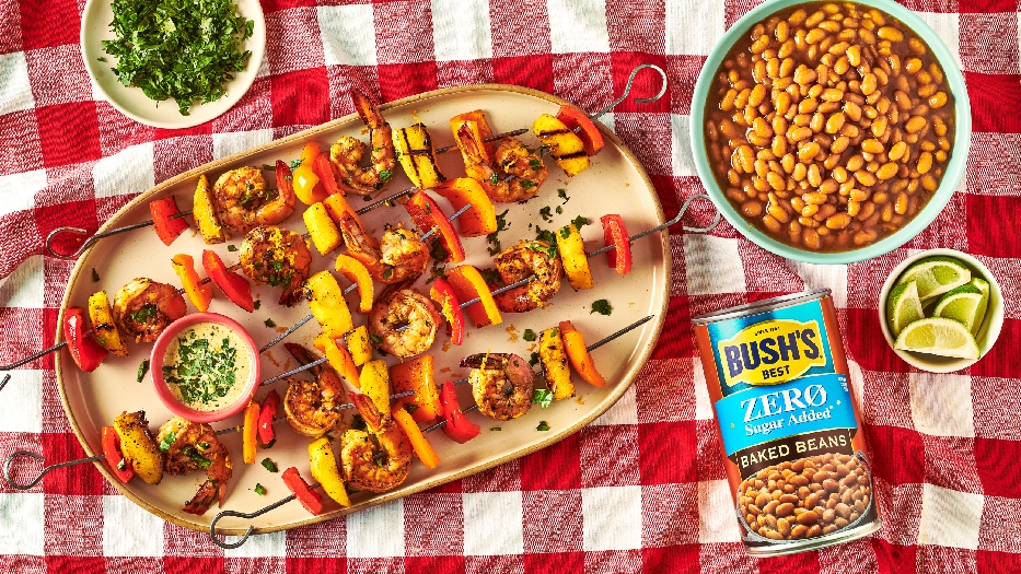 Shrimp and mango skewers