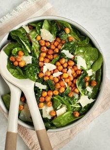 Crispy chickpea power greens salad