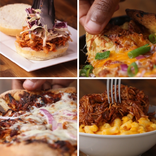 Slow-cooker bbq pulled chicken, 4 ways