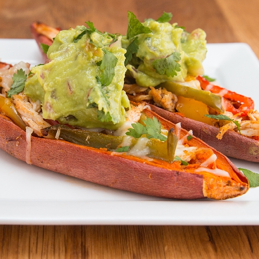 Chicken fajita sweet potato skins