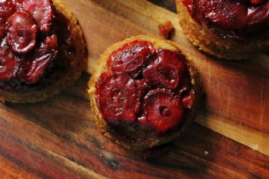 Strawberry Upside Down Cakes with Vanilla Bean