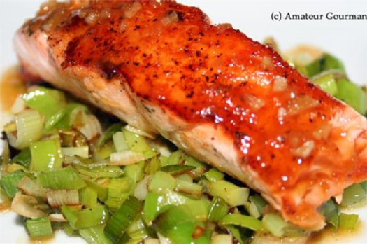 Pan-Seared Salmon With Orange-Miso Reduction