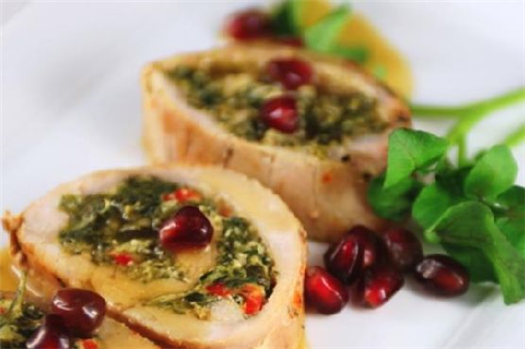 Roast Pork Florentine With Pomegranate Sauce