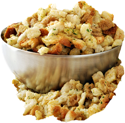 Cubed stuffing or dried bread chunks