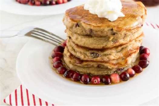 Caramelized cranberries coconut pancakes