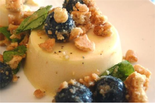 Honey Panna Cotta With Blueberries and Graham Crackers