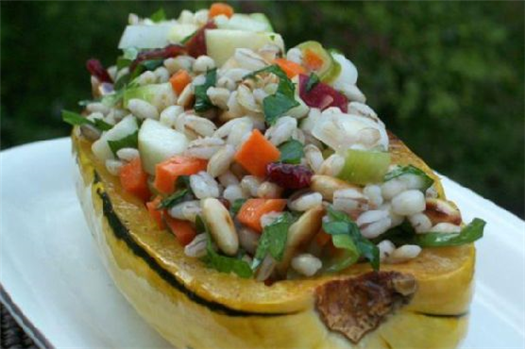 Stuffed Delicata Squash With Barley Salad