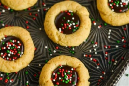 Chocolate-Peppermint Thumbprint Cookies