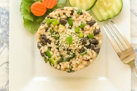 Black Beans & Brown Rice With Garlicky Kale