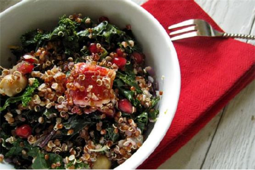 Red Quinoa, Kale, Blood Orange and Pom Salad With Meyer Lemon Vinaigrette