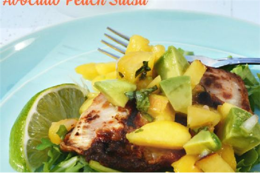 Chicken with Avocado Peach Salsa