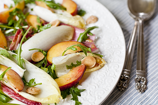 Peach, Endive, Arugula, and Marcona Almond Salad