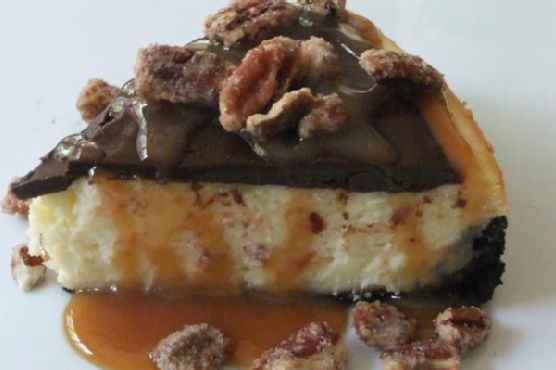 Chocolate-Caramel-Pecan Cheesecake Bliss